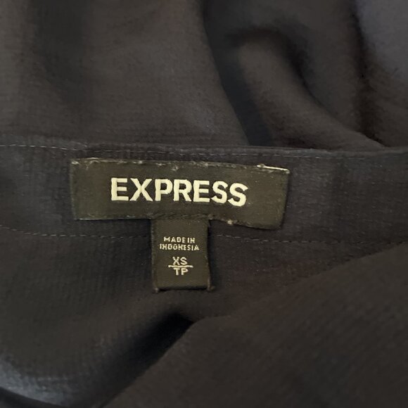 Express Womens Size XS Navy Blue V Neck Blouse Long Sleeve Career Work Top - Picture 5 of 6